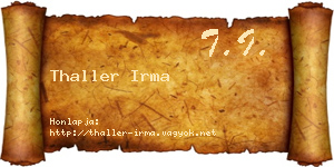 Thaller Irma névjegykártya